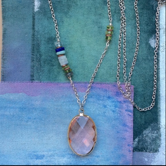 Handcrafted Sundance charm Silver Multi Gemstones Necklace 30”L new - Picture 5 of 16